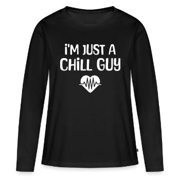 Entspannter Typ - Frauen Premium Bio Langarmshirt - Schwarz - Vorne - Julia (174cm)