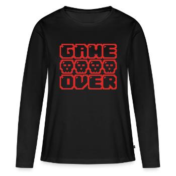 game over - T-shirt manches longues Premium bio Femme - noir - Devant - Julia (174cm)