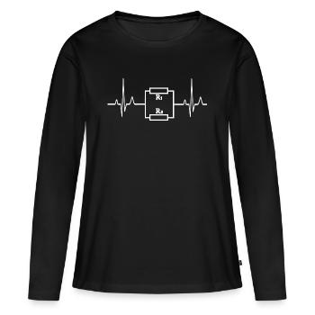 Électricien - pulsation cardiaque - connexion parallèle - T-shirt manches longues Premium bio Femme - noir - Devant - Julia (174cm)