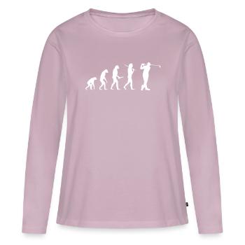 Golf - Golfer - Evolution - Frauen Premium Bio Langarmshirt - Altrosa - Vorne - Julia (174cm)