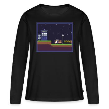 DrWhoShirtPixel - T-shirt manches longues Premium bio Femme - noir - Devant - Julia (174cm)