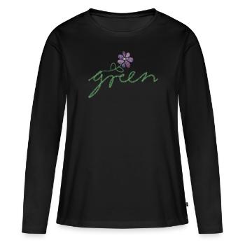 Vert Nature - T-shirt manches longues Premium bio Femme - noir - Devant - Julia (174cm)