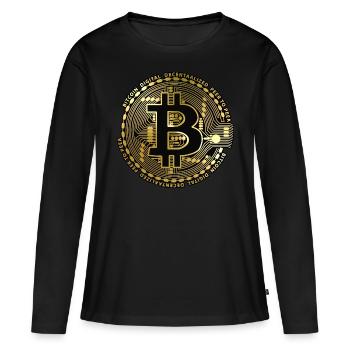 Bitcoin - T-shirt manches longues Premium bio Femme - noir - Devant - Julia (174cm)