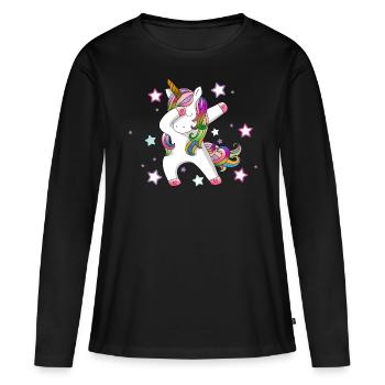 Dabbing Unicorn - Women's Premium Organic Long Sleeve Shirt - black - Front - Julia (174cm)