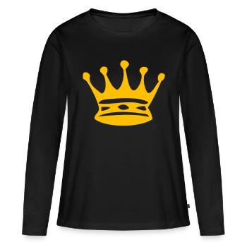 couronne jaune - T-shirt manches longues Premium bio Femme - noir - Devant - Julia (174cm)