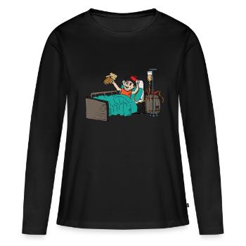 Cadeau de bière patient - T-shirt manches longues Premium bio Femme - noir - Devant - Julia (174cm)