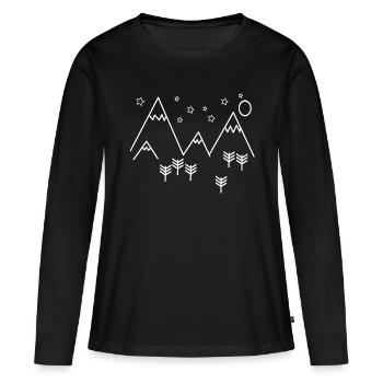 Natur - Berge - Wandern - Klettern - Frauen Premium Bio Langarmshirt - Schwarz - Vorne - Julia (174cm)
