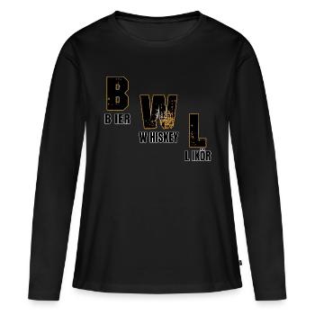 Liqueur de whisky de bière d’affaires - T-shirt manches longues Premium bio Femme - noir - Devant - Julia (174cm)
