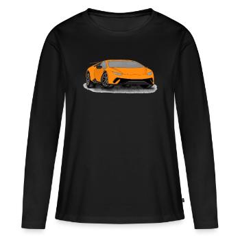 Voiture de sport comme dessin numérique avec de l’asphalte - T-shirt manches longues Premium bio Femme - noir - Devant - Julia (174cm)