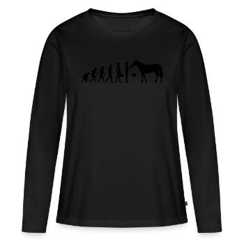 Evolution Pferdeliebe Farbwechsel - Frauen Premium Bio Langarmshirt - Schwarz - Vorne - Julia (174cm)