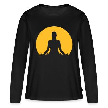 Meditation - T-shirt manches longues Premium bio Femme - noir - Devant - Julia (174cm)