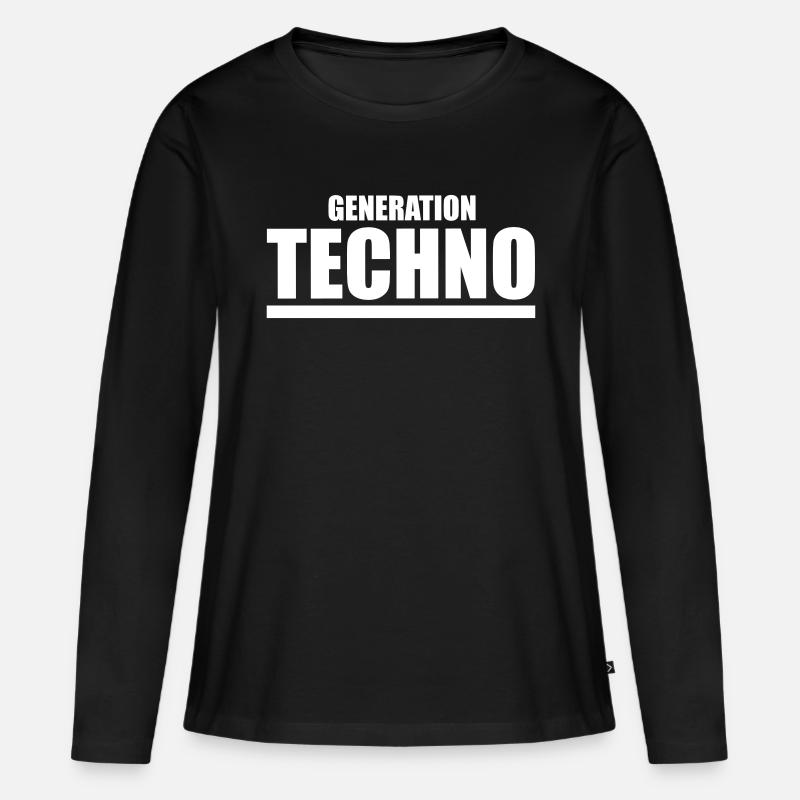 Generation Techno - Frauen Premium Bio Langarmshirt - Schwarz