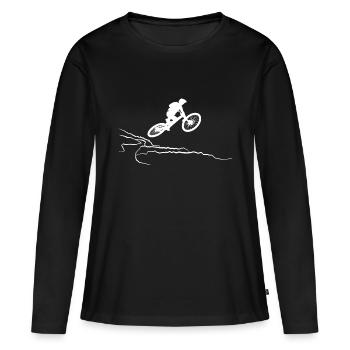Mountainbike in the mountains MTB downhill. bmx - Frauen Premium Bio Langarmshirt - Schwarz - Vorne - Julia (174cm)