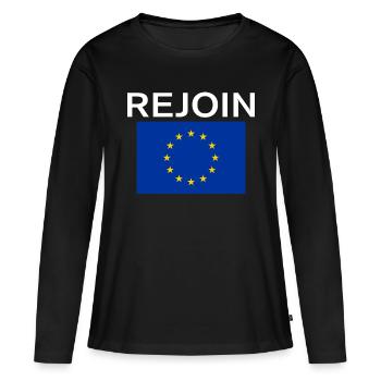 Erneuter EU White Text - Frauen Premium Bio Langarmshirt - Schwarz - Vorne - Julia (174cm)