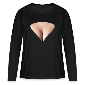 Brüste - Frauen Premium Bio Langarmshirt - Schwarz - Vorne - Julia (174cm)