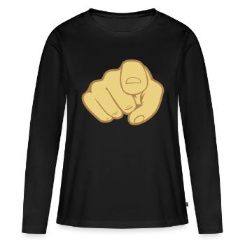 Pointage du doigt de la main - T-shirt manches longues Premium bio Femme - noir - Devant - Julia (174cm)