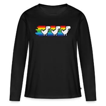 Chrome Dino Dance - T-shirt manches longues Premium bio Femme - noir - Devant - Julia (174cm)