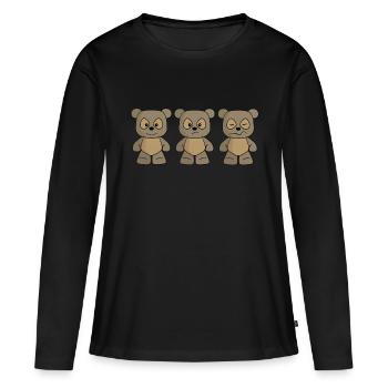 THREE BEARS - Frauen Premium Bio Langarmshirt - Schwarz - Vorne - Julia (174cm)