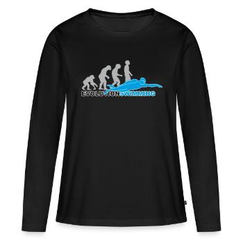 evolution swimming, swim, schwimmen, Schwimmer - Frauen Premium Bio Langarmshirt - Schwarz - Vorne - Julia (174cm)