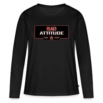 DFTS018 schlechte Einstellung - Frauen Premium Bio Langarmshirt - Schwarz - Vorne - Julia (174cm)