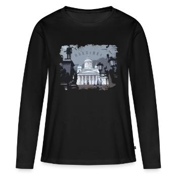 T-shirts cathédrale d’Helsinki, sweats à capuche, produits - T-shirt manches longues Premium bio Femme - noir - Devant - Julia (174cm)