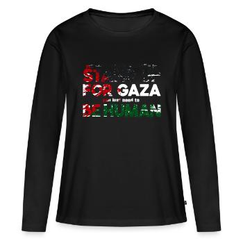 stehen für gaza - Frauen Premium Bio Langarmshirt - Schwarz - Vorne - Julia (174cm)