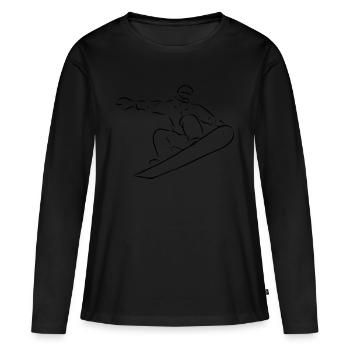 Snowboard Snowboarder - Frauen Premium Bio Langarmshirt - Schwarz - Vorne - Julia (174cm)