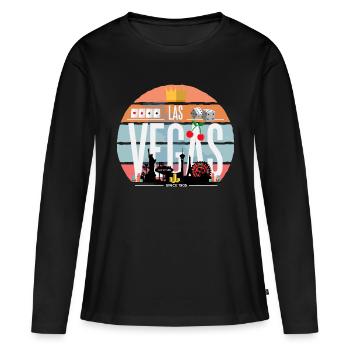 Las Vegas - T-shirt manches longues Premium bio Femme - noir - Devant - Julia (174cm)