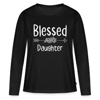 Fille bénie - T-shirt manches longues Premium bio Femme - noir - Devant - Julia (174cm)