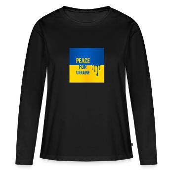 Frieden für die Ukraine T-Shirt - Frauen Premium Bio Langarmshirt - Schwarz - Vorne - Julia (174cm)