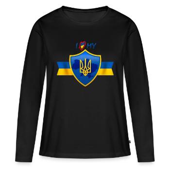 J’aime mon pays, l’Ukraine, t-shirt - T-shirt manches longues Premium bio Femme - noir - Devant - Julia (174cm)