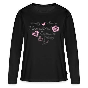 Schönes romantisches Design - Frauen Premium Bio Langarmshirt - Schwarz - Vorne - Julia (174cm)