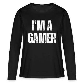 I'm A Gamer - Gaming Quote - Women's Premium Organic Long Sleeve Shirt - black - Front - Julia (174cm)