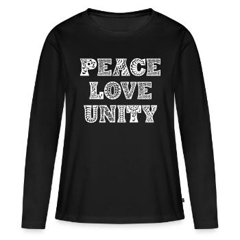 Peace love unity - Women's Premium Organic Long Sleeve Shirt - black - Front - Julia (174cm)