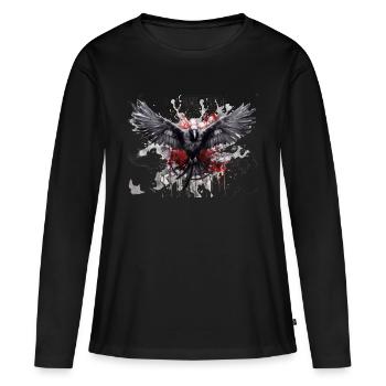 Rabe - Frauen Premium Bio Langarmshirt - Schwarz - Vorne - Julia (174cm)