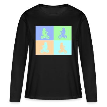 Junior Biker Pop Art pastel - T-shirt manches longues Premium bio Femme - noir - Devant - Julia (174cm)