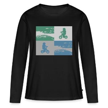 Junior Biker Pop Art métallisé - T-shirt manches longues Premium bio Femme - noir - Devant - Julia (174cm)