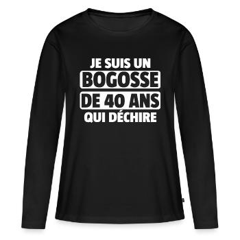 40 ans / cadeau anniversaire 40 ans - T-shirt manches longues Premium bio Femme - noir - Devant - Julia (174cm)
