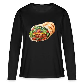 Rouleau de kebab - T-shirt manches longues Premium bio Femme - noir - Devant - Julia (174cm)