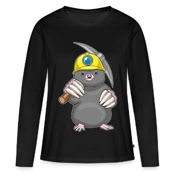 Mineur de taupe Pioche Exploitation minière - T-shirt manches longues Premium bio Femme - noir - Devant - Julia (174cm)