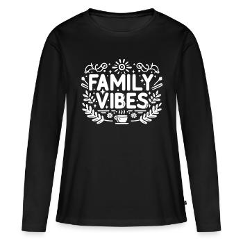 Familiäre Vibes - Frauen Premium Bio Langarmshirt - Schwarz - Vorne - Julia (174cm)