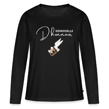 Demoiselle d’honneur - T-shirt manches longues Premium bio Femme - noir - Devant - Julia (174cm)