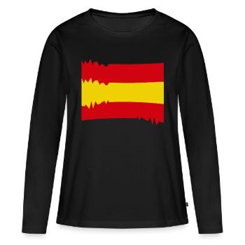 Drapeau espagnol : aspect flou - T-shirt manches longues Premium bio Femme - noir - Devant - Julia (174cm)