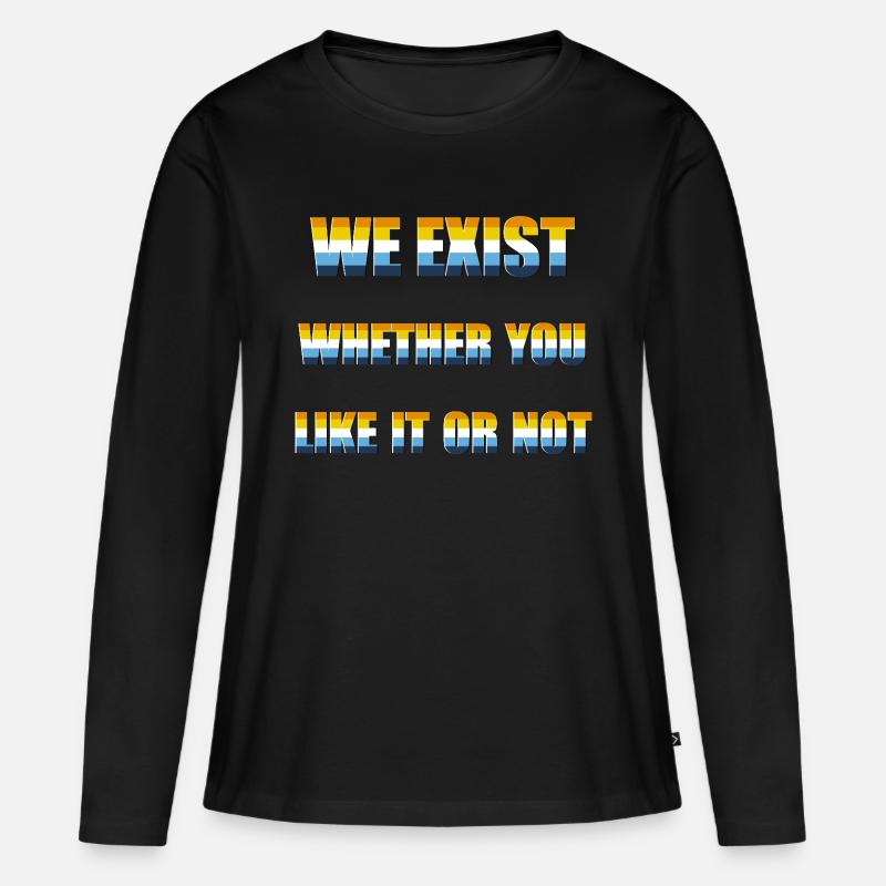Wir existieren - AroAce Flag - Frauen Premium Bio Langarmshirt - Schwarz