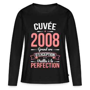 2008 – Perfekt gereift - Frauen Premium Bio Langarmshirt - Schwarz - Vorne - Julia (174cm)