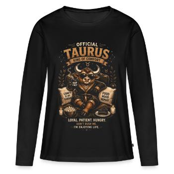 Taureau Roi du Confort - Zodiaque - T-shirt manches longues Premium bio Femme - noir - Devant - Julia (174cm)