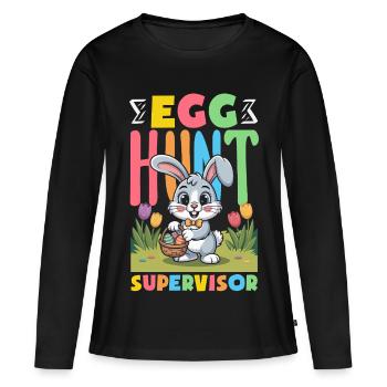 Joyeuse Pâques, douce chasse aux œufs du lapin, œufs de Pâques - T-shirt manches longues Premium bio Femme - noir - Devant - Julia (174cm)
