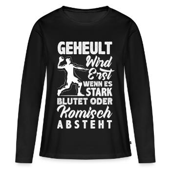 Handball Handballer Handball Trainer Fan Geschenk - Frauen Premium Bio Langarmshirt - Schwarz - Vorne - Julia (174cm)