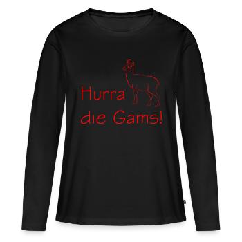 Hurra - Frauen Premium Bio Langarmshirt - Schwarz - Vorne - Julia (174cm)
