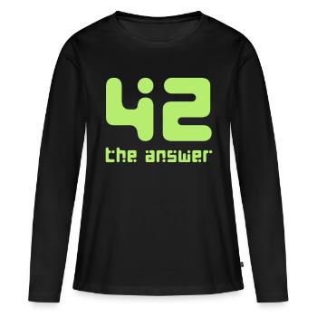 42, die Antwort Galaxis Science Fiction UFO Rakete - Frauen Premium Bio Langarmshirt - Schwarz - Vorne - Julia (174cm)